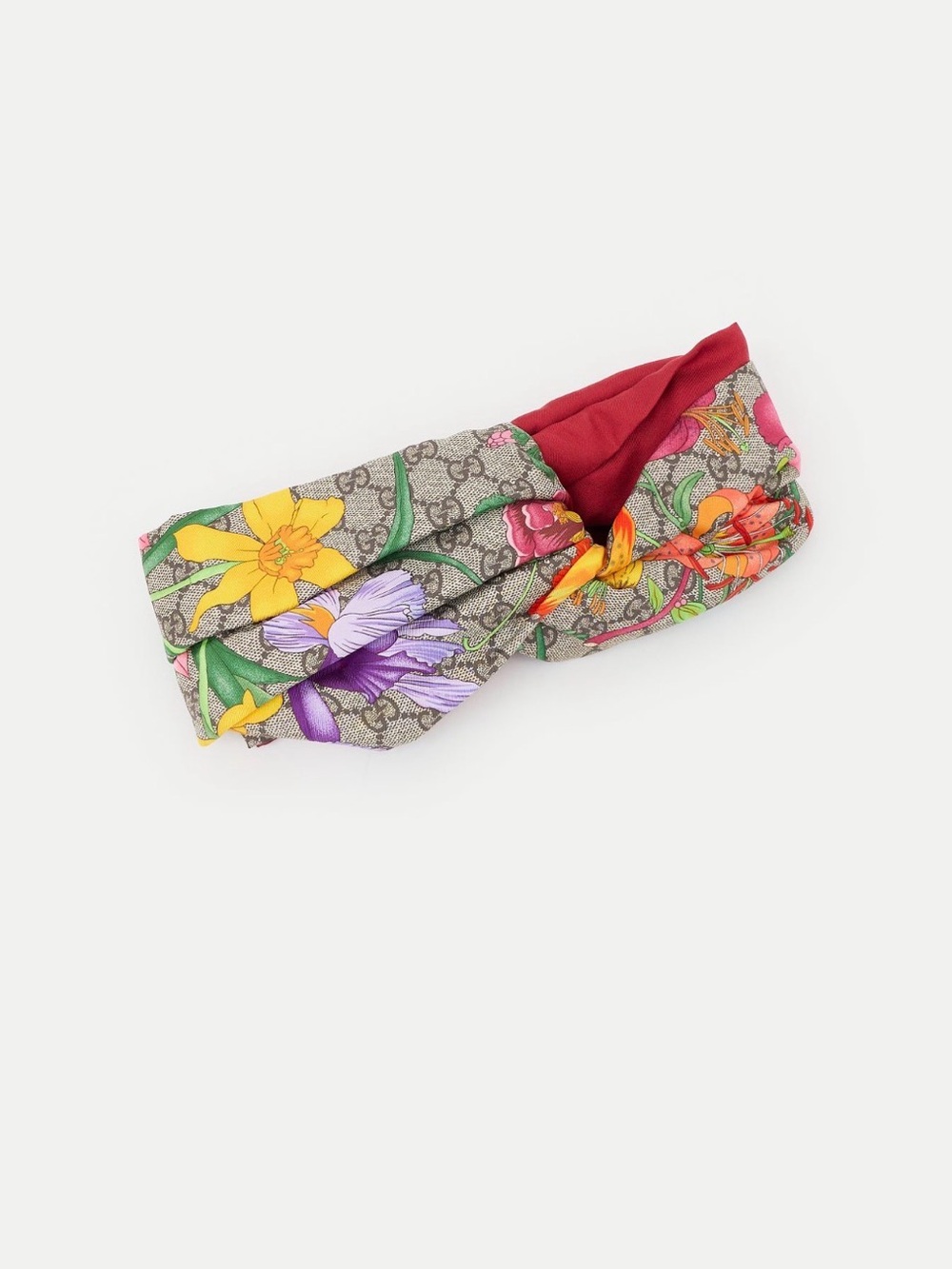Gucci Floral GG Silk Twist Headband in Red, Purple, Yellow, Blue - Picture 5 of 7